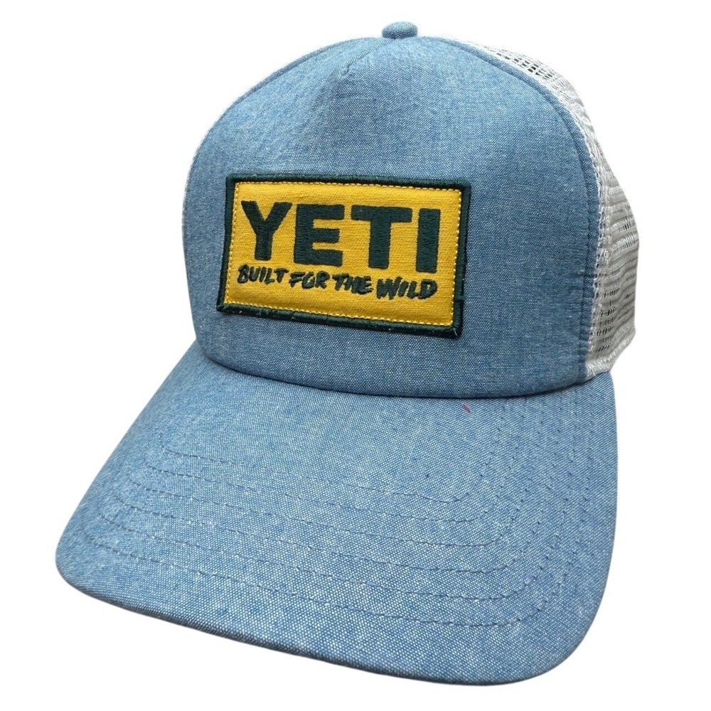 YETI‎ Coolers Built For The Wild Baby Blue Trucker Hat Cap Snapback Mesh